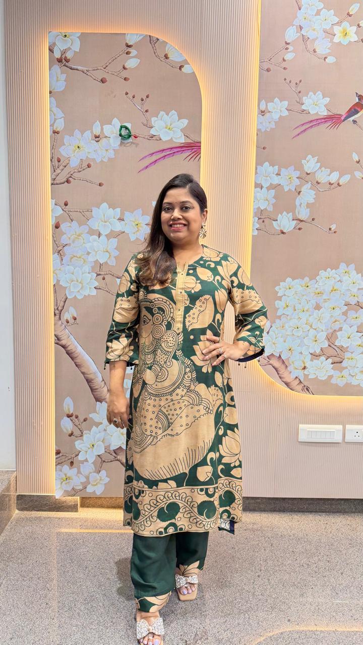 Super pretty Mul silk kurta pant in green