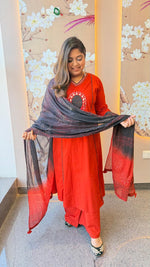 Real mirror orange n black cotton full suit set