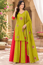 Wow crepe silk premium handwork paired with plazzo pant