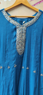 Premium chinon handwork full suit set in royal blue