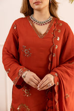 Soft Chanderi silk plazzo set in orange