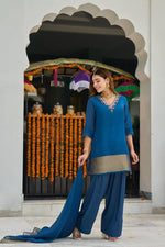 Wow Mul chanderi lakri patta farshi salwar in blue