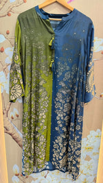Premium Mul silk green n blue kurta pant