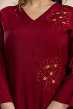Pretty bemberg muslin embroidered suit in red