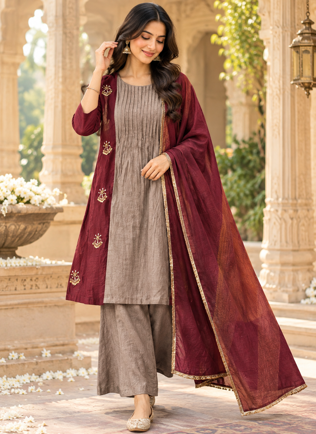 Pure Banarasi Mul chanderi lining in two tone