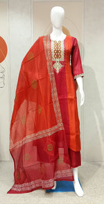 Mul chanderi two tone full suit