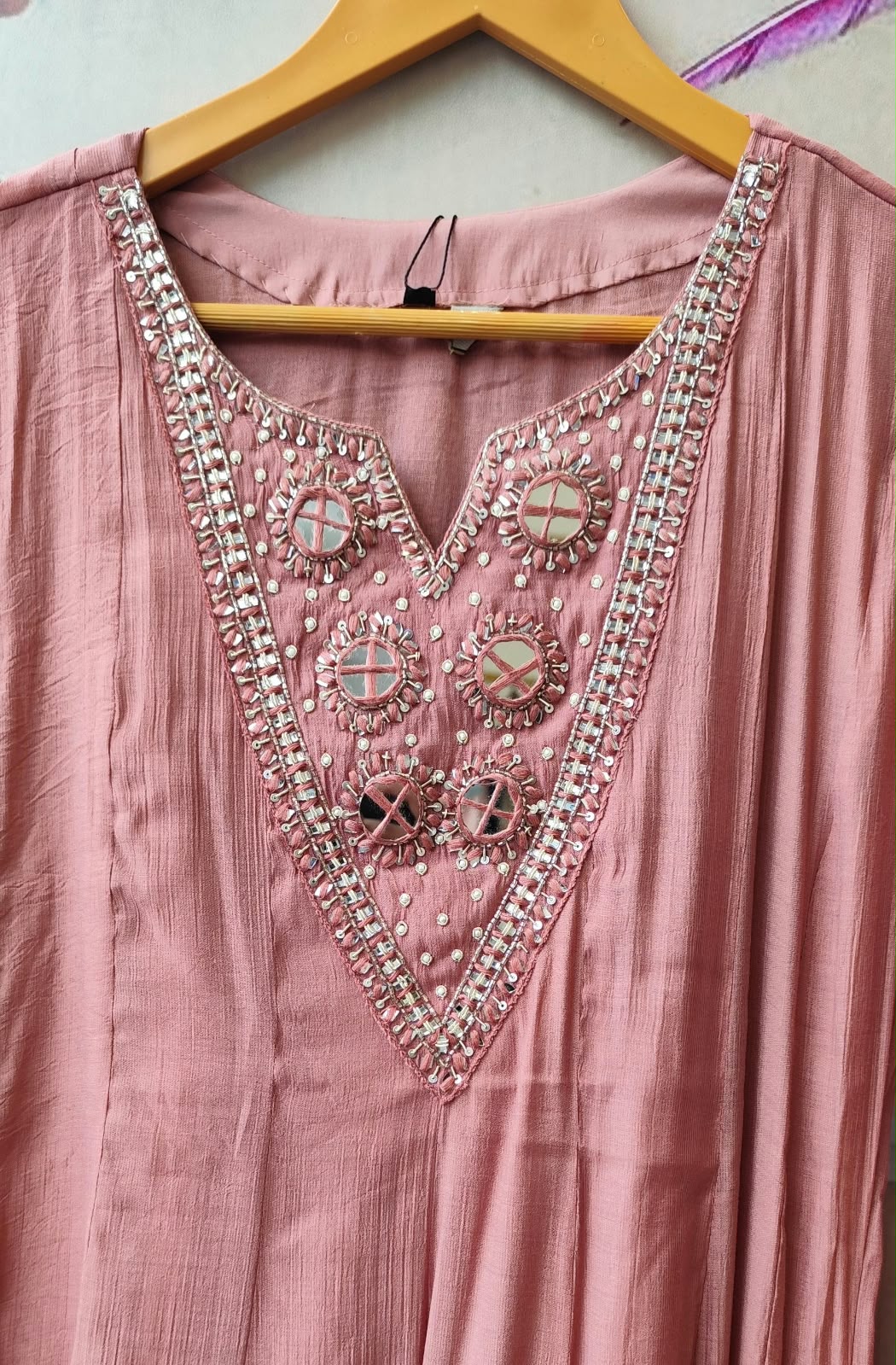 Pretty mulchanderi real mirror suit set in pink