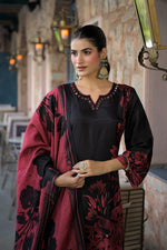 Pure Russian silk digital print red n black suit set