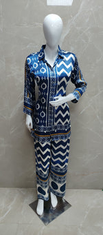 Premium gaji silk blue co ord set