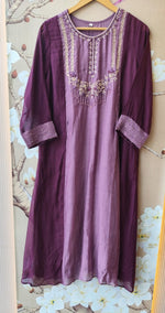 Pure Banarasi Mul chanderi suit set in purple