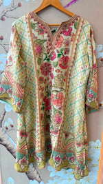 Pure chinon with beautiful pearl and zari detailing plazzo suit set in green