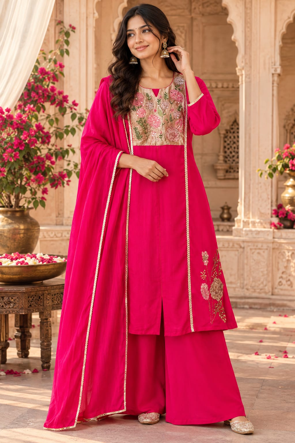 Premium chinon handwork plazzo set