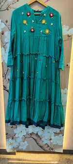 Handloom cotton embroidered blue one piece