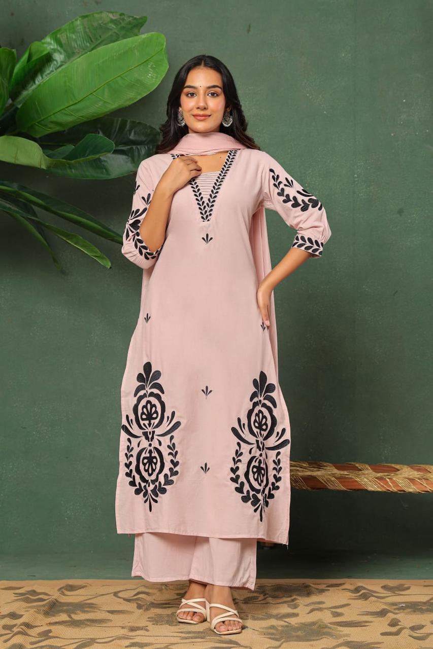 Cotton applique suit set