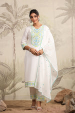 Pure mul cotton suit set with beautiful mirror detailing