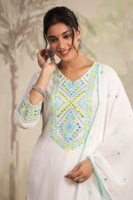 Pure mul cotton suit set with beautiful mirror detailing