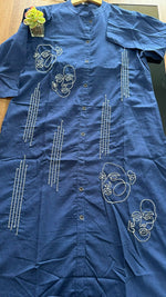 Super stylish n elegant pure cotton embroidered kurta pant