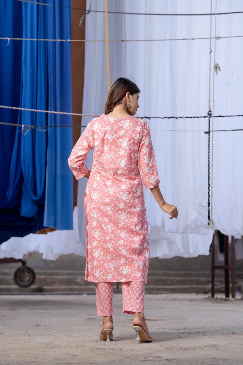 V neck cotton kurta pant perfect for office wear
