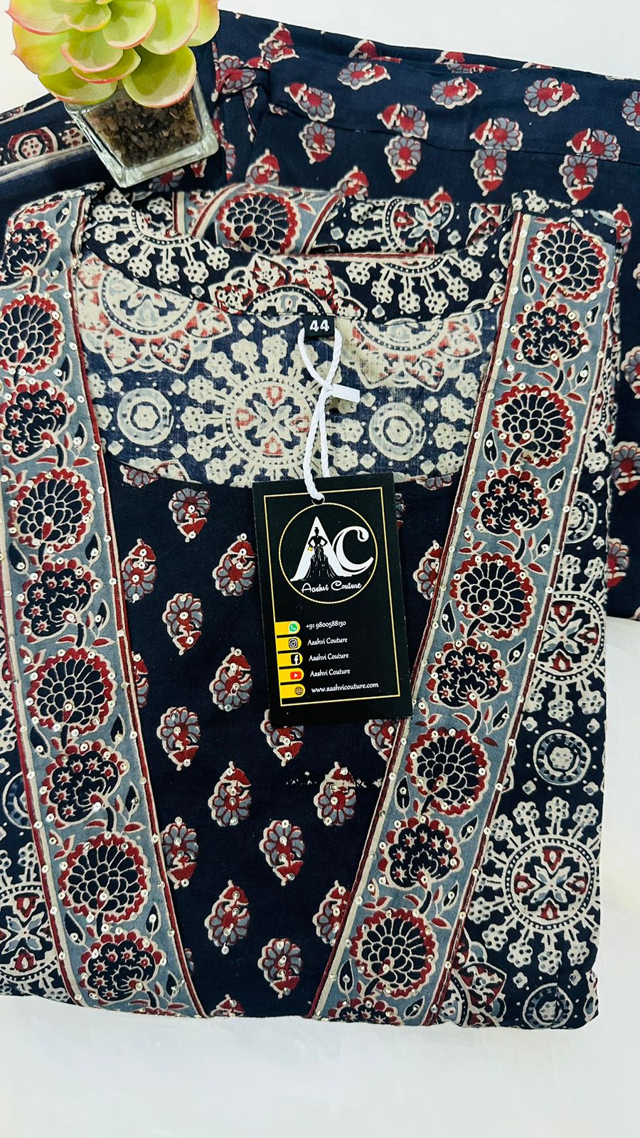 Wow ajrakh print jacket suit set