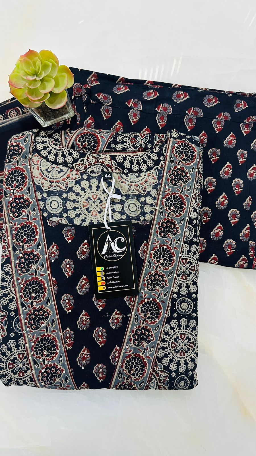 Wow ajrakh print jacket suit set
