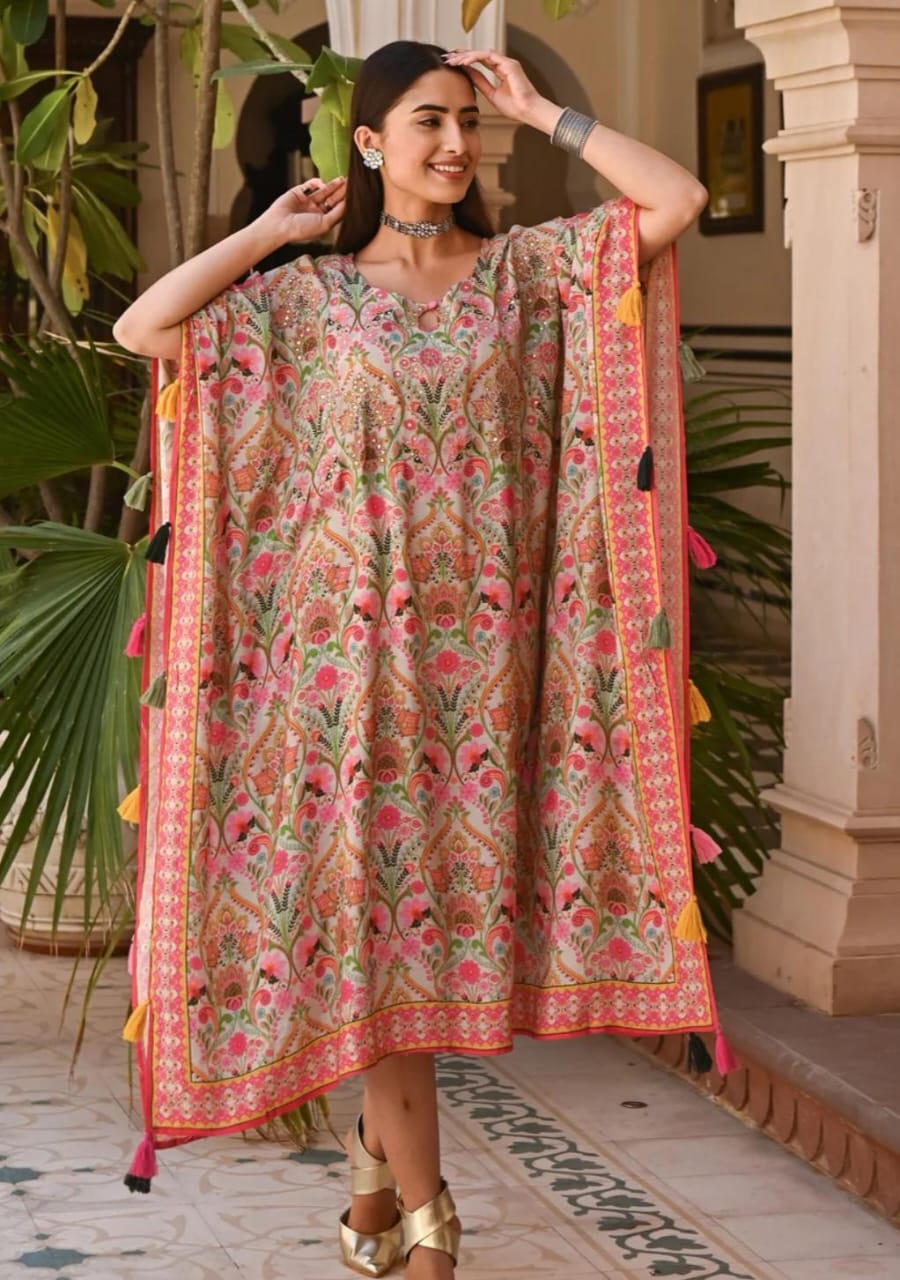 Stunning and stylish pure muslin silk kaftan