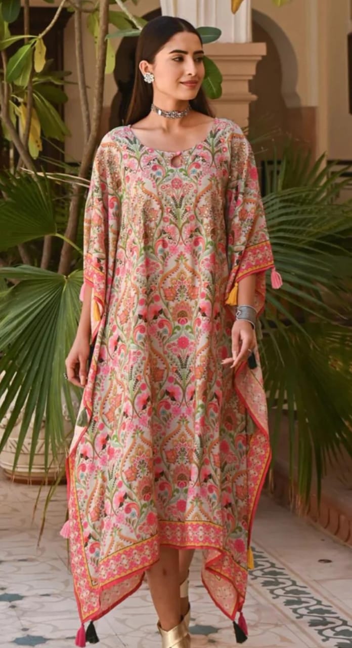 Stunning and stylish pure muslin silk kaftan