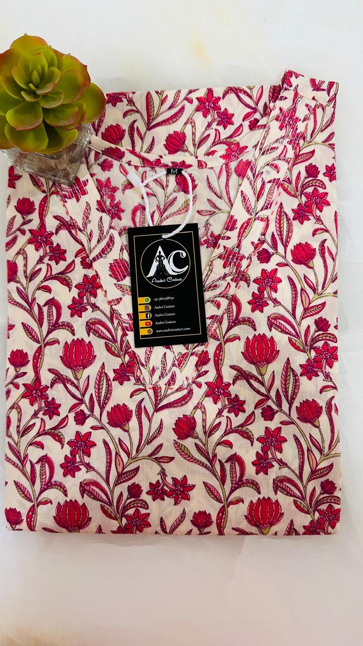 Wow cotton V neck cotton kurti