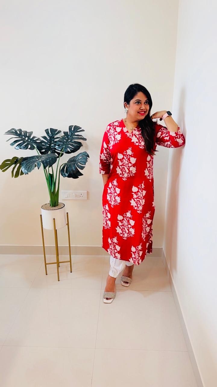 V neck cotton kurti ! A must buy