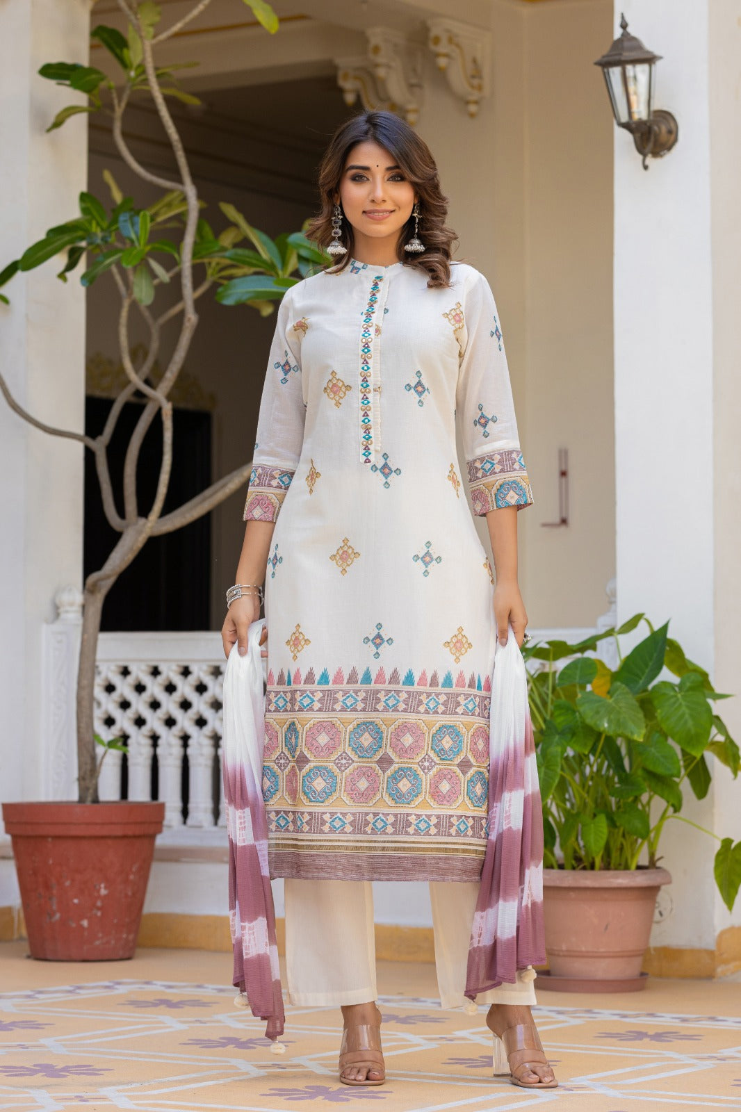 Pure mul cotton lining cotton suit set