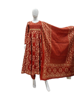 Beautiful Anarkali cotton suit set in rust