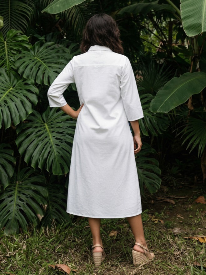 Super smart block printed pocket one piece with Mul lining