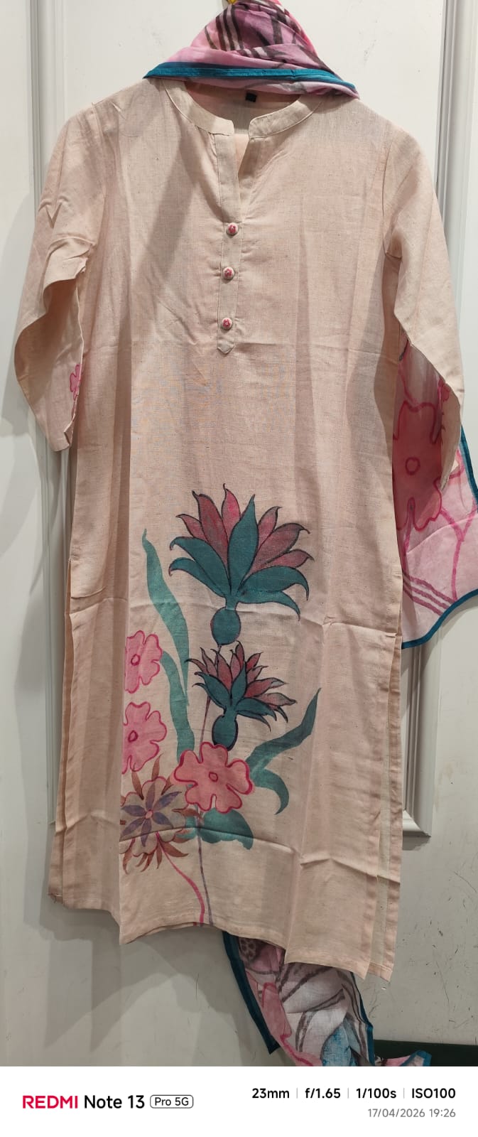 Linen cotton printed full suit set