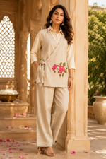 Jute cotton applique work Co ord set
