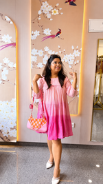 Restocked Mul cotton ombré lining shifli dress in pink (loose fit)! Dispatch next week
