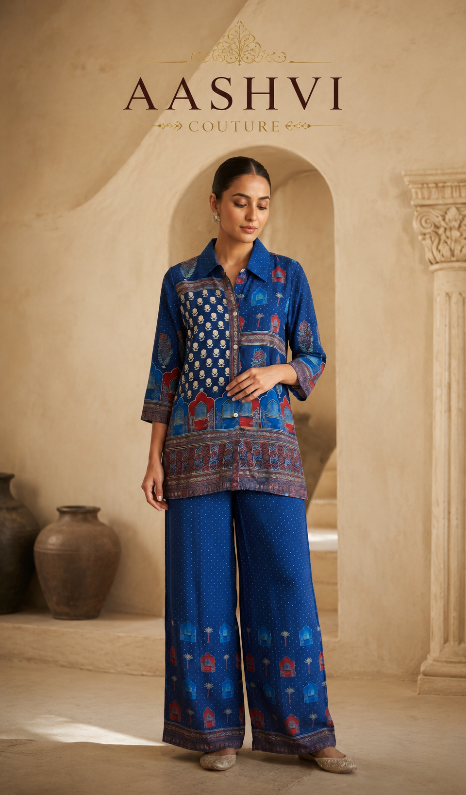 Pure crepe blue Co ord set