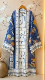 Linen cotton digital print suit set with lining