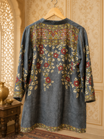 Russian silk ajrakh black and red top