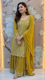 Premium heavy handwork sharara set