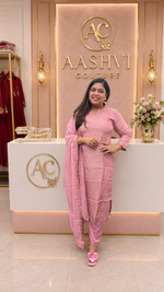 Russian silk tissue panel suit set in pink
