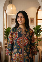 Super pretty Mul silk Kalamkari top in blue