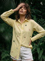 Smart embroidered yellow stripes shirt