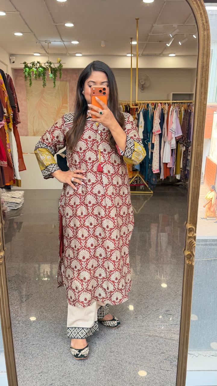 Premium Mul silk comes with inner co ord