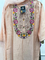 Dola silk beautiful neck design in peach