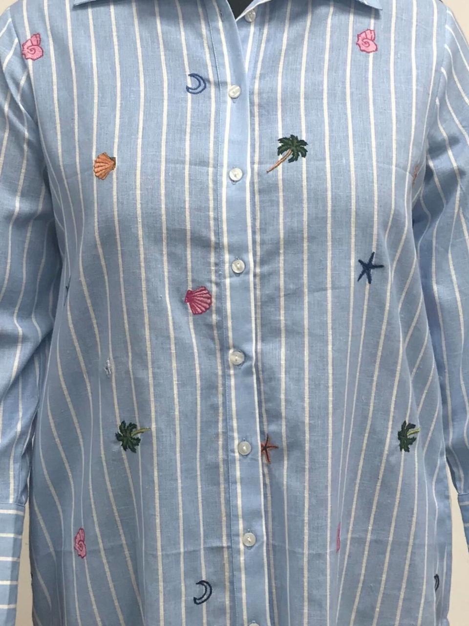 Smart embroidered blue stripes shirt