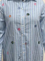 Smart embroidered blue stripes shirt