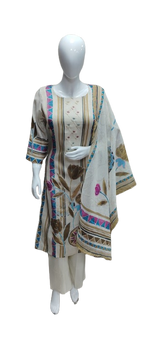 Premium linen cotton with pearl detailing suit set