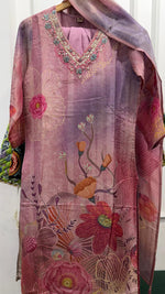 Shimmer tissue digital printed Full Suit in wine
