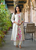 Mul cotton embroidered suit set