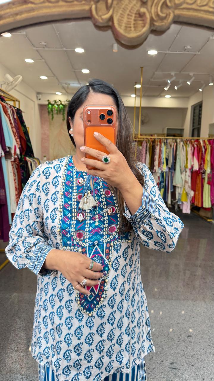 Pure crepe digital printed co ord set