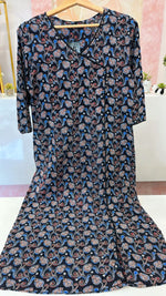 Blue black Angrakha cotton kurta